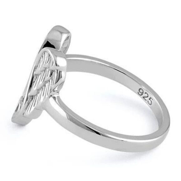 Sterling Silver Angel Wings with Heart Ring New - Picture 4 of 4